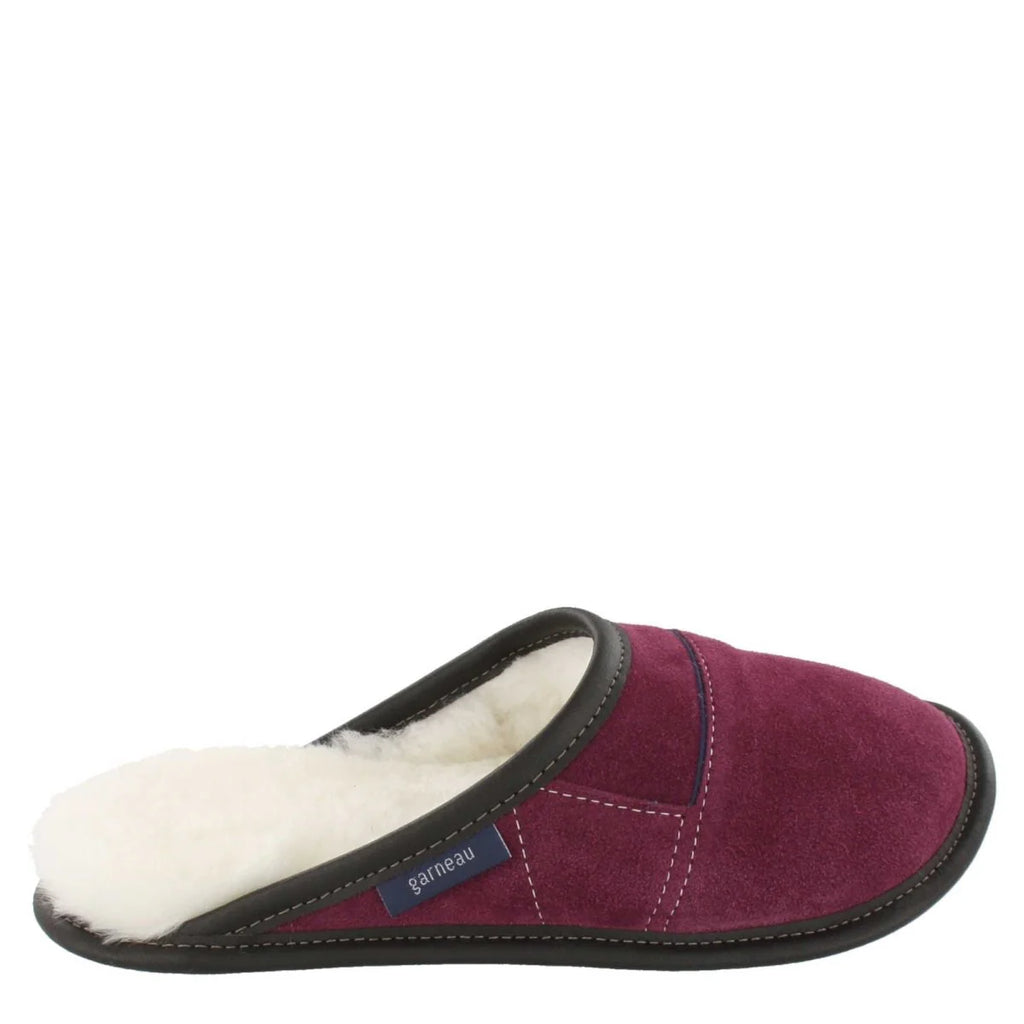 Pantoufles Garneau MULE EN SUÈDE Plum Shearling Blanc pour femmes - Dealorys