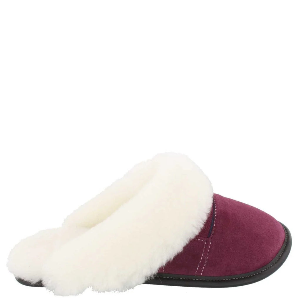 Pantoufles Garneau TÊTE DE MULE EN SUEDE Plum Shearling Blanc pour Femmes - Dealorys