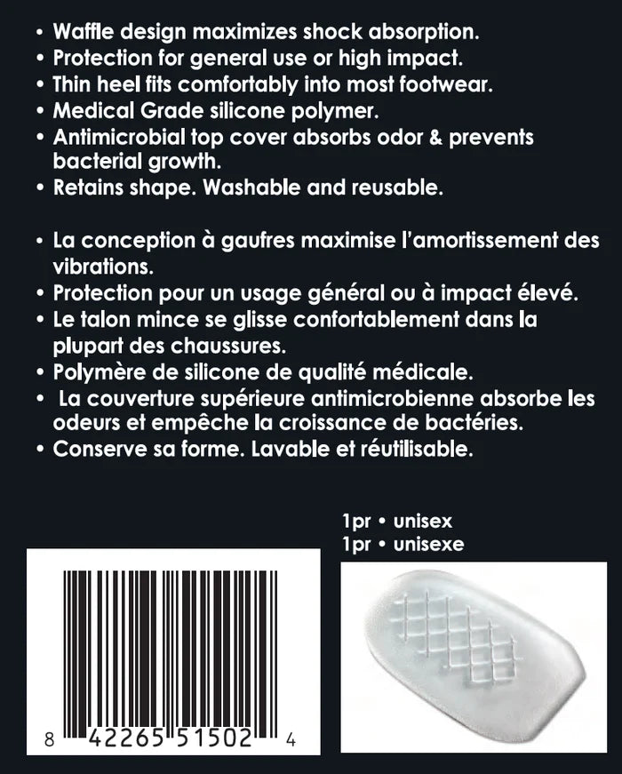 Paradigm Medical - goSeamless Coussin pour talon en gel à profil bas - conception à gaufres GS5150 - Dealorys