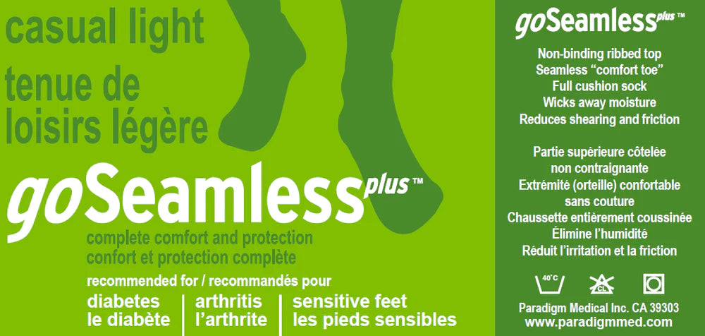 Paradigm Medical - goSeamless Chaussettes légères (diabétiques) G14002B Noir - Dealorys