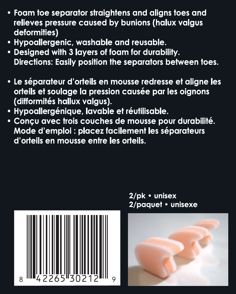 Paradigm Medical - Séparateurs d'orteils en mousse GS3021 - Dealorys