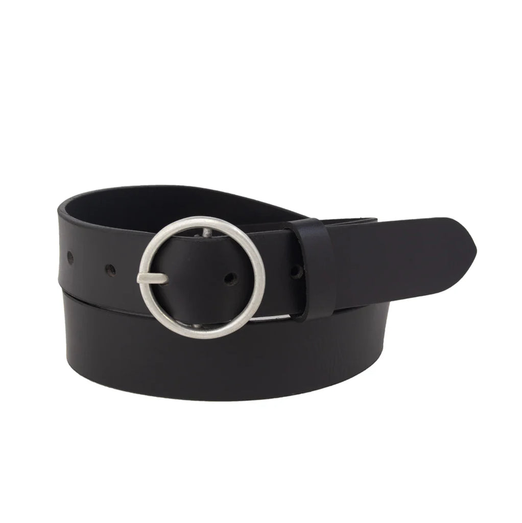Silver Jeans & Co Women's Heavyweight Genuine Leather Belt Circle Buckle S529-04 Noir - Dealorys
