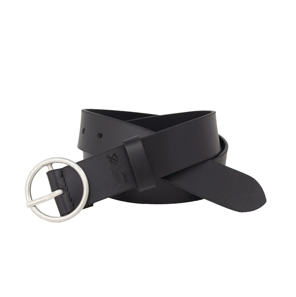 Silver Jeans & Co Women's Heavyweight Genuine Leather Belt Circle Buckle S529-04 Noir - Dealorys