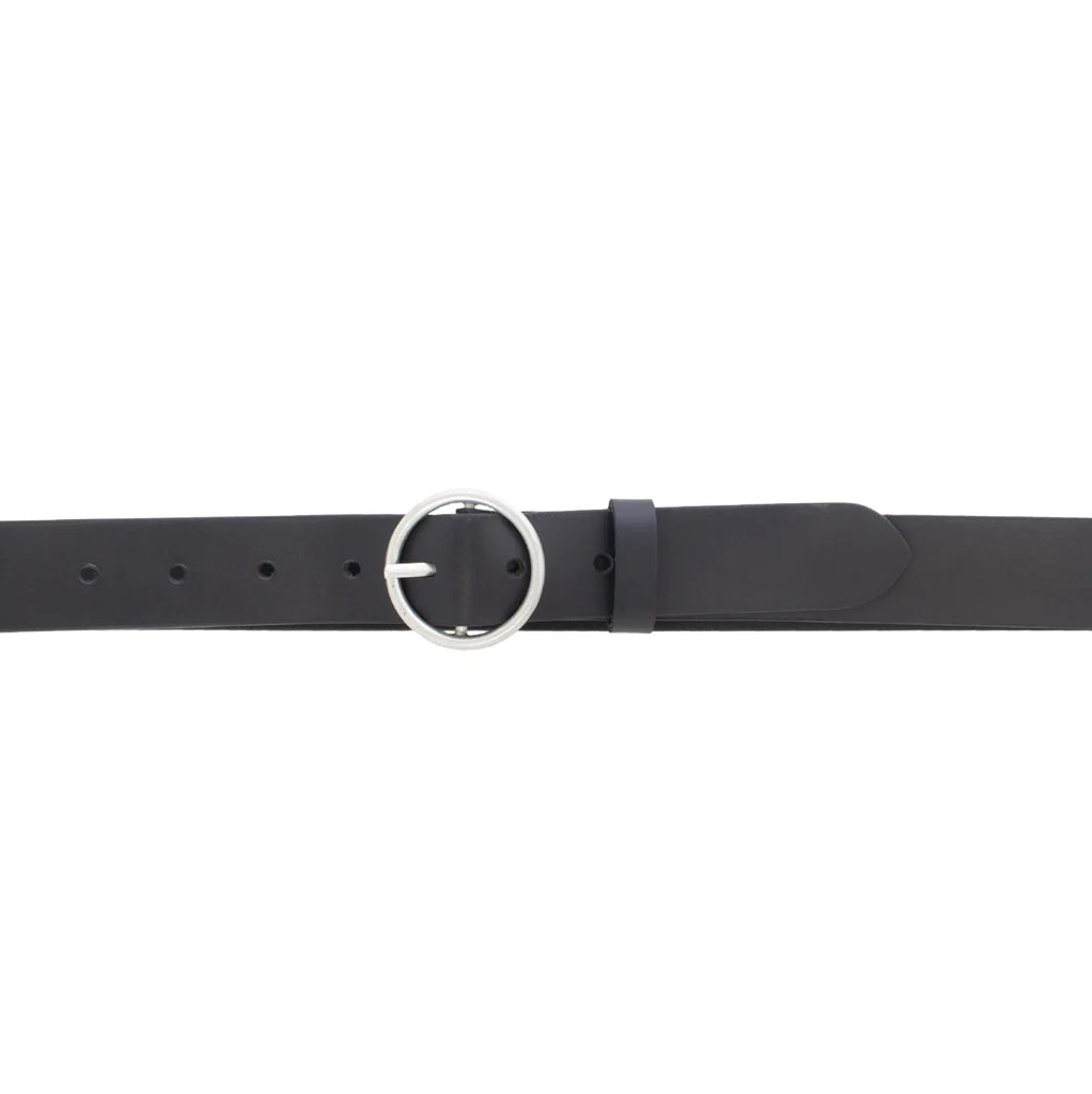 Silver Jeans & Co Women's Heavyweight Genuine Leather Belt Circle Buckle S529-04 Noir - Dealorys
