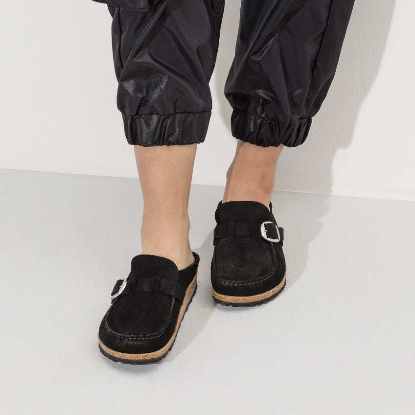 Birkenstock BUCKLEY 1017826 Noir Suede pour Femmes Orthopédiques Largeur Étroite - Dealorys