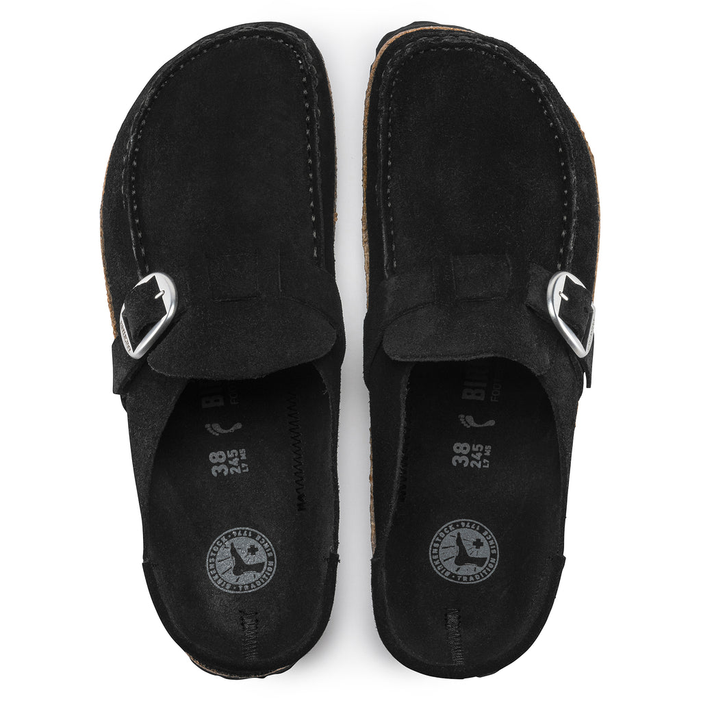 Birkenstock BUCKLEY 1017826 Noir Suede pour Femmes Orthopédiques Largeur Étroite - Dealorys
