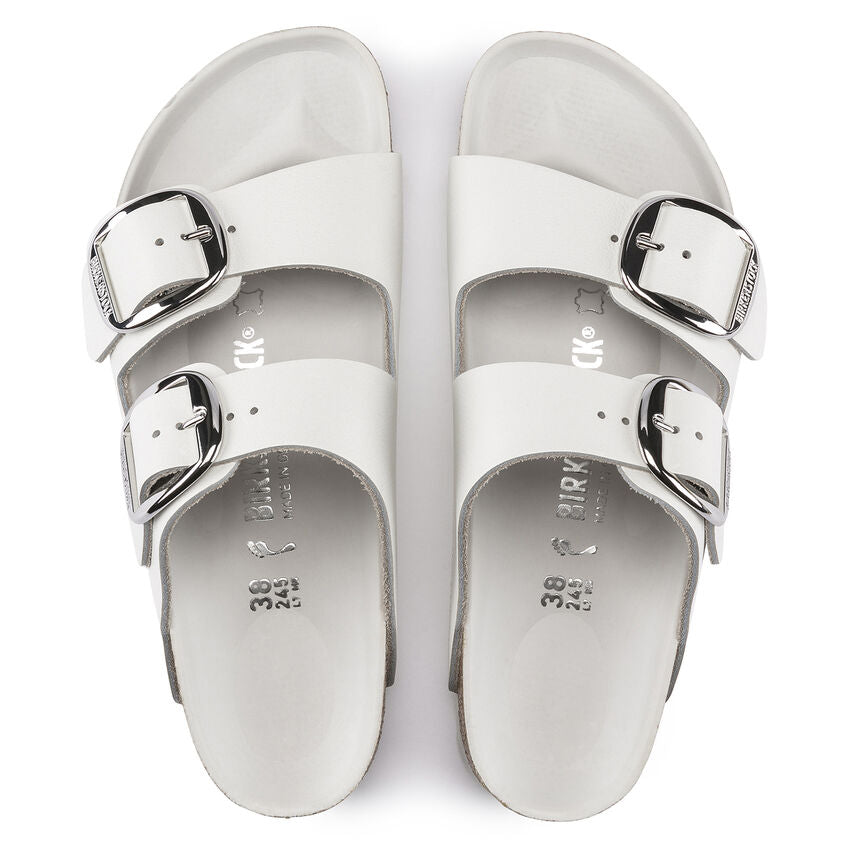 Birkenstock ARIZONA BIG BUCKE 1016826 White Leather Largeur Étroite - Dealorys