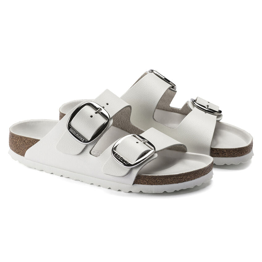 Birkenstock ARIZONA BIG BUCKE 1016826 White Leather Largeur Étroite - Dealorys