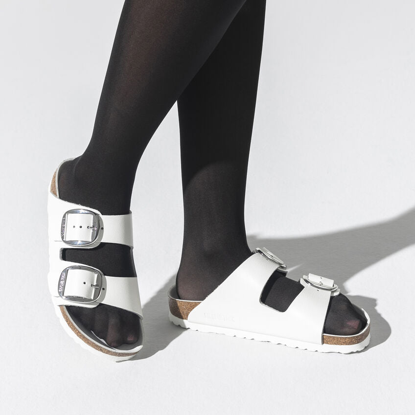 Birkenstock ARIZONA BIG BUCKE 1016826 White Leather Largeur Étroite - Dealorys