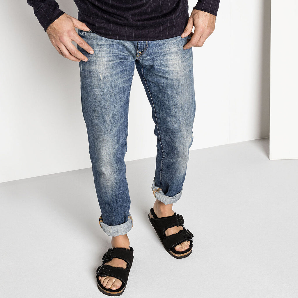Birkenstock ARIZONA SHEARLING 752661 Noir Suède en fourrure de mouton Largeur Régulière - Dealorys