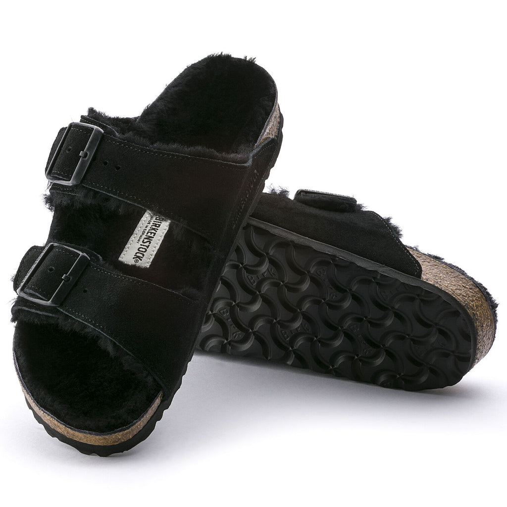 Birkenstock ARIZONA SHEARLING 752661 Noir Suède en fourrure de mouton Largeur Régulière - Dealorys