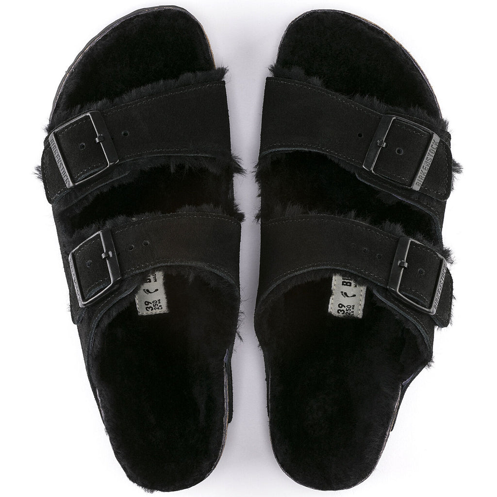 Birkenstock ARIZONA SHEARLING 752661 Noir Suède en fourrure de mouton Largeur Régulière - Dealorys