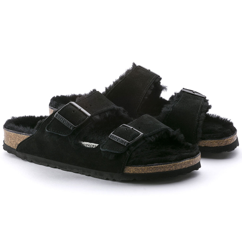 Birkenstock ARIZONA SHEARLING 752661 Noir Suède en fourrure de mouton Largeur Régulière - Dealorys