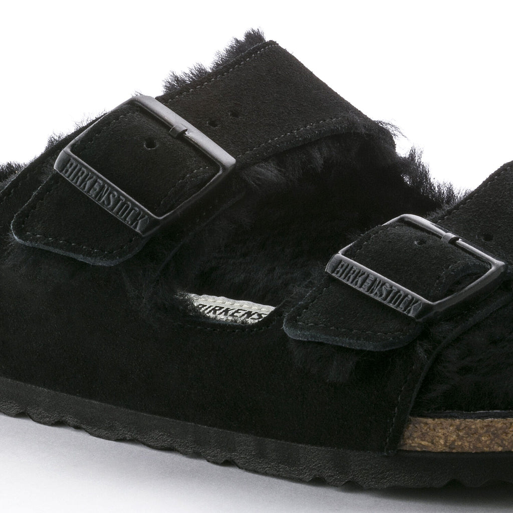 Birkenstock ARIZONA SHEARLING 752663 Noir Suède en fourrure de mouton Largeur Étroite - Dealorys