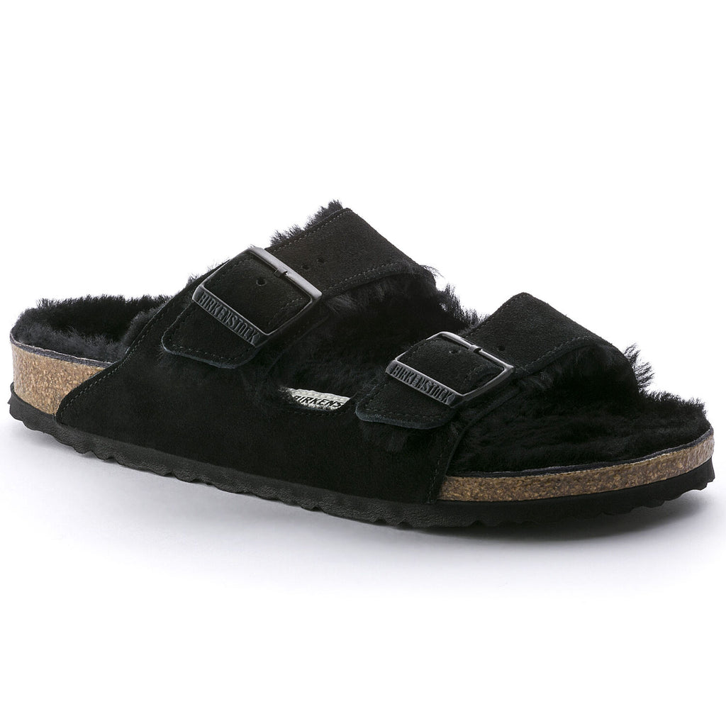 Birkenstock ARIZONA SHEARLING 752663 Noir Suède en fourrure de mouton Largeur Étroite - Dealorys