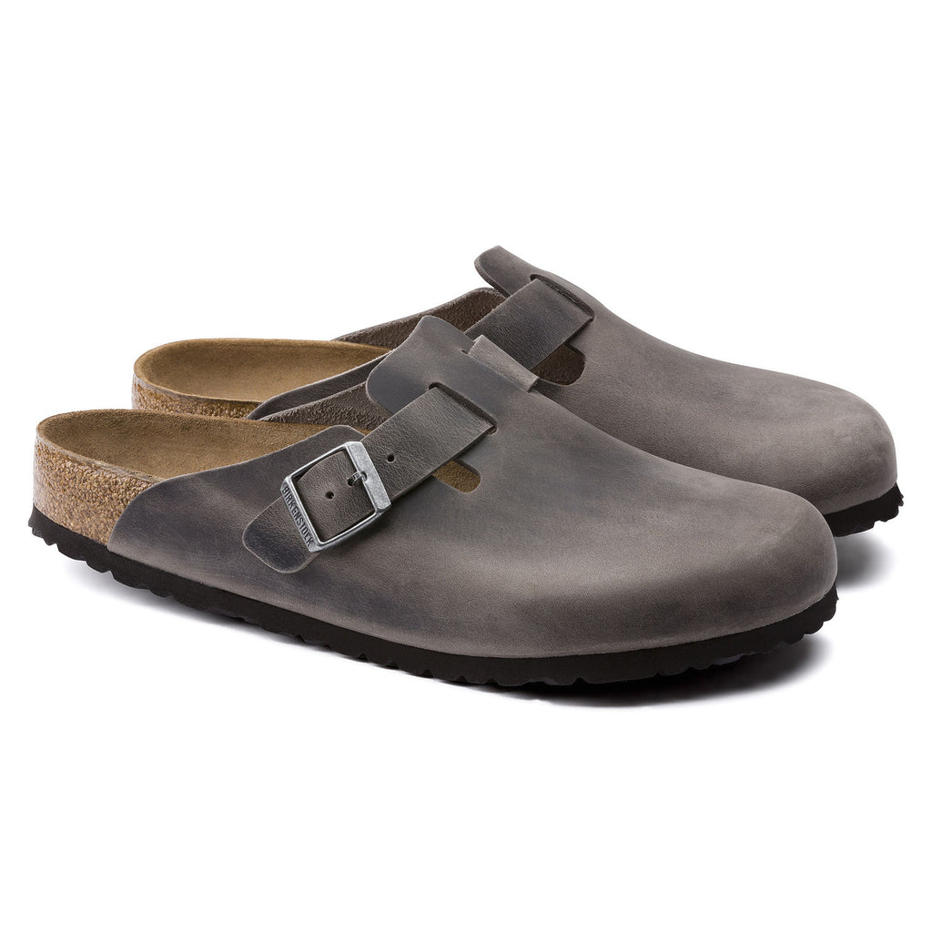 Birkenstock Boston-Soft 1013255 Iron Cuir Huilé Largeur Régulière - Dealorys