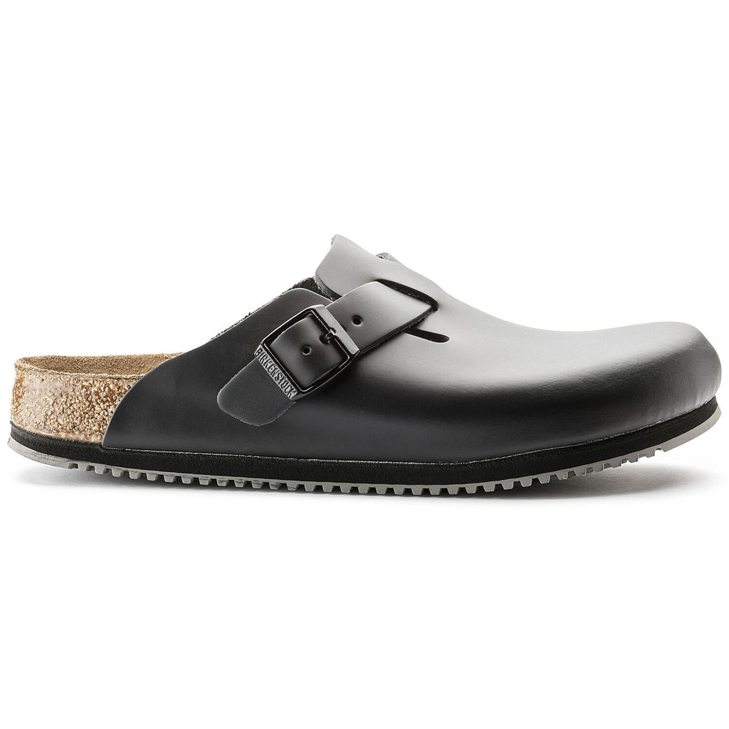 Birkenstock BOSTON SUPER GRIP 60194 NOIR Sabots ANTIDÉRAPANTES Professionnelle Orthopédiques en cuir - Dealorys