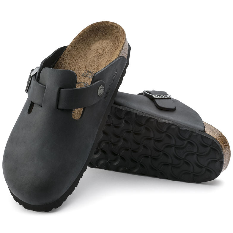 Birkenstock Boston 059461 Black Oiled Leather Largeur Régulière - Dealorys