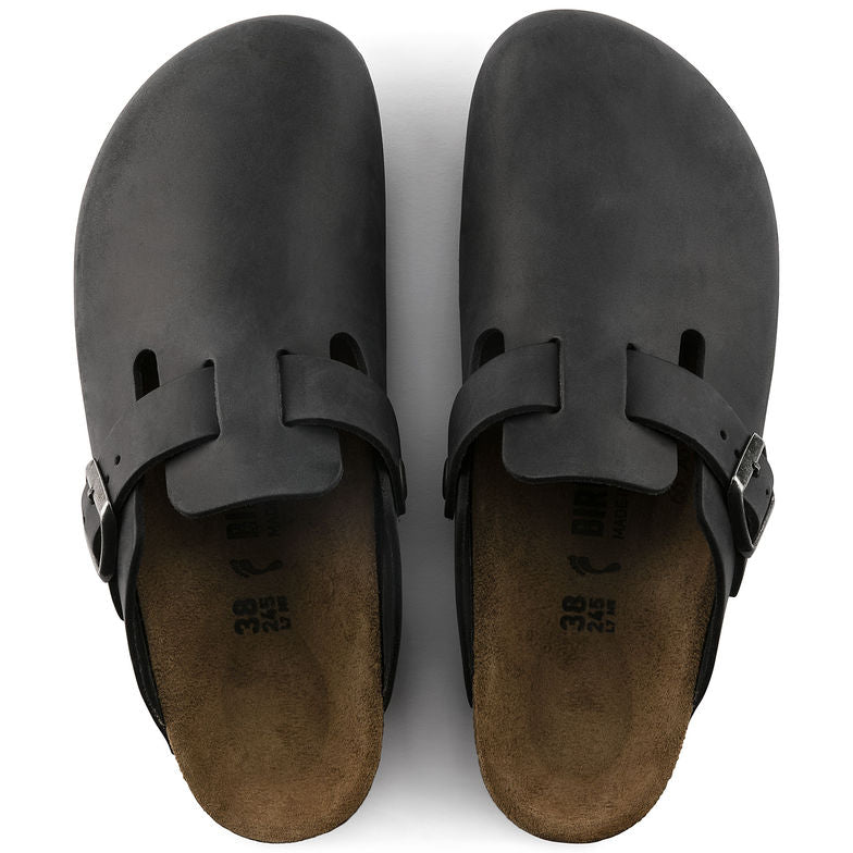Birkenstock Boston 059461 Black Oiled Leather Largeur Régulière - Dealorys