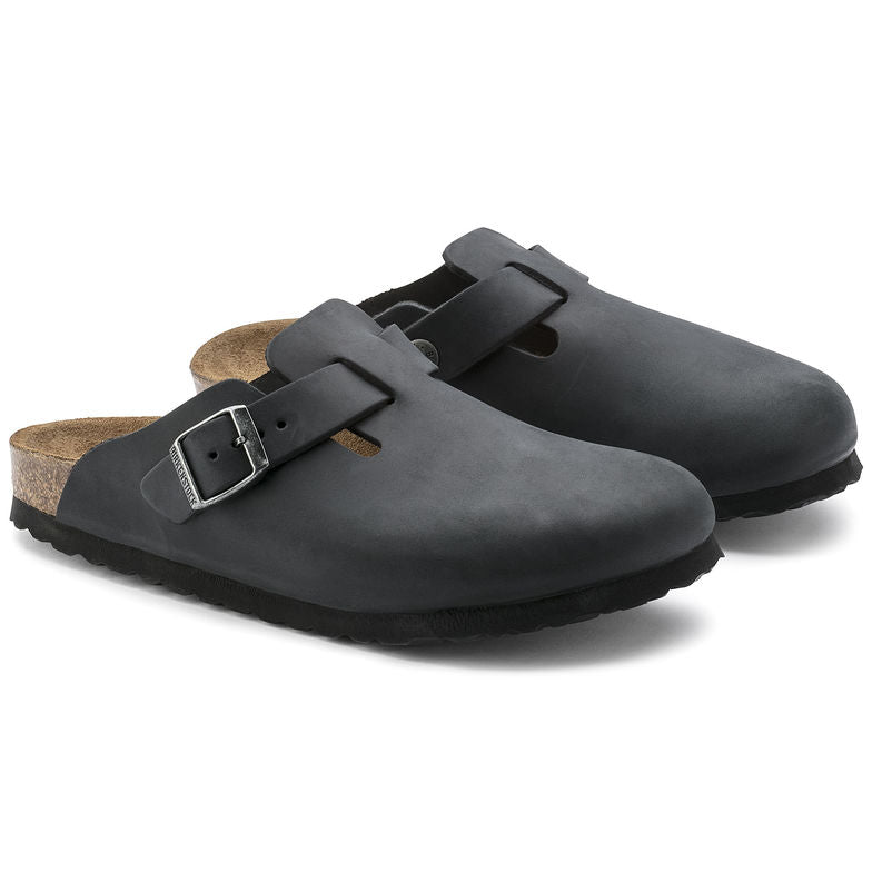 Birkenstock Boston 059461 Black Oiled Leather Largeur Régulière - Dealorys