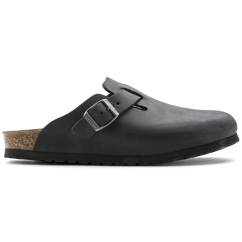 Birkenstock Boston 059461 Black Oiled Leather Largeur Régulière - Dealorys