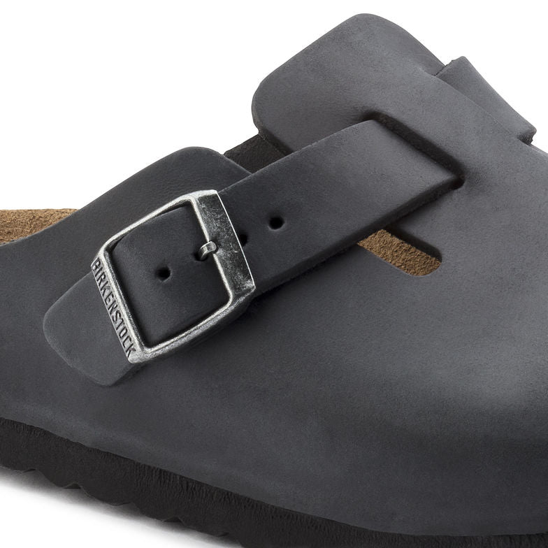 Birkenstock Boston 059461 Black Oiled Leather Largeur Régulière - Dealorys