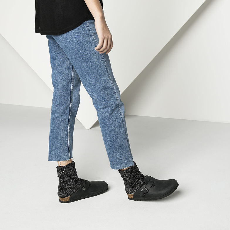 Birkenstock Boston 059461 Black Oiled Leather Largeur Régulière - Dealorys
