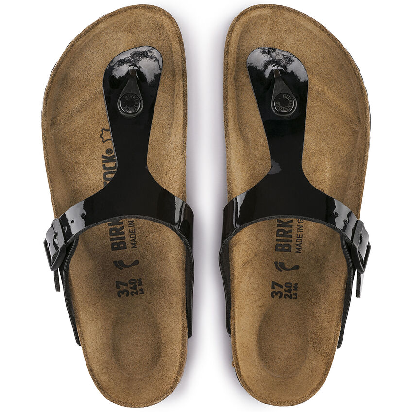 Birkenstock Gizeh 043663 Noir Patent Largeur Étroit - Dealorys