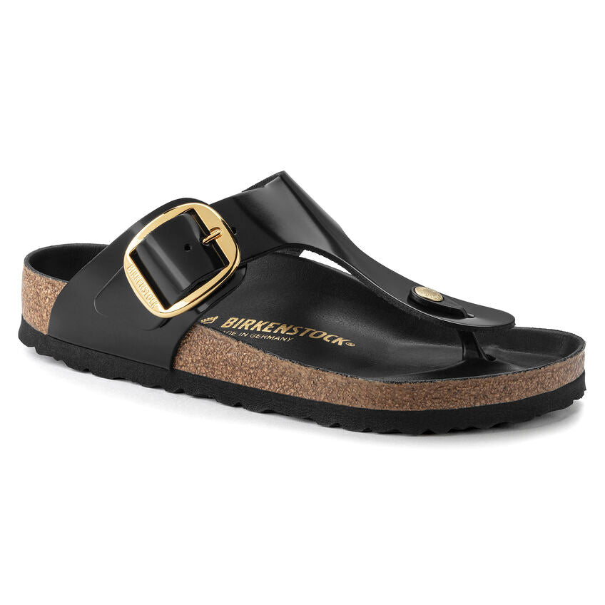 Birkenstock GIZEH BIG BUCKLE High Shine 1021467 Noir | Cuir Largeur Régulière - Dealorys