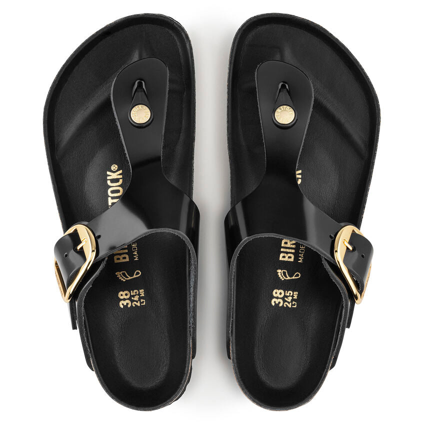 Birkenstock GIZEH BIG BUCKLE High Shine 1021467 Noir | Cuir Largeur Régulière - Dealorys