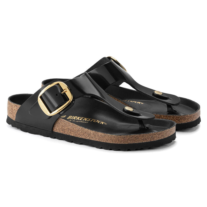 Birkenstock GIZEH BIG BUCKLE High Shine 1021467 Noir | Cuir Largeur Régulière - Dealorys