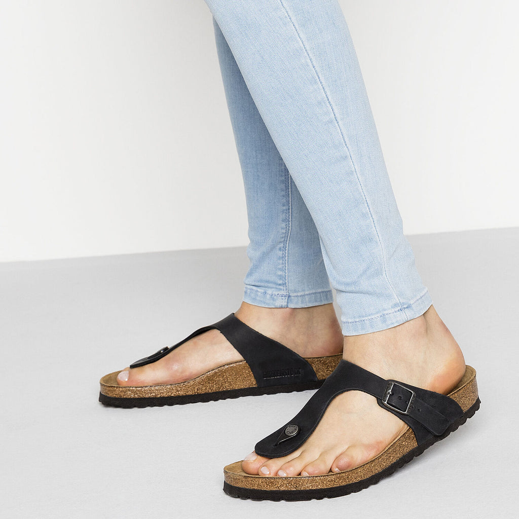 Birkenstock GIZEH 845251 Cuir Noir Naturel Largeur Régulière - Dealorys