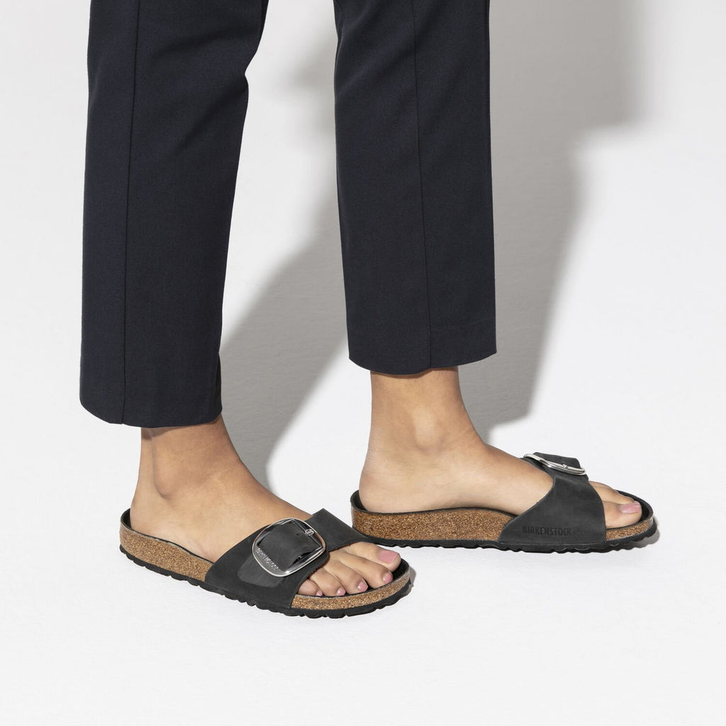 Birkenstock MADRID BIG BUCKLE 1006523 Black Leather Largeur Étroite - Dealorys
