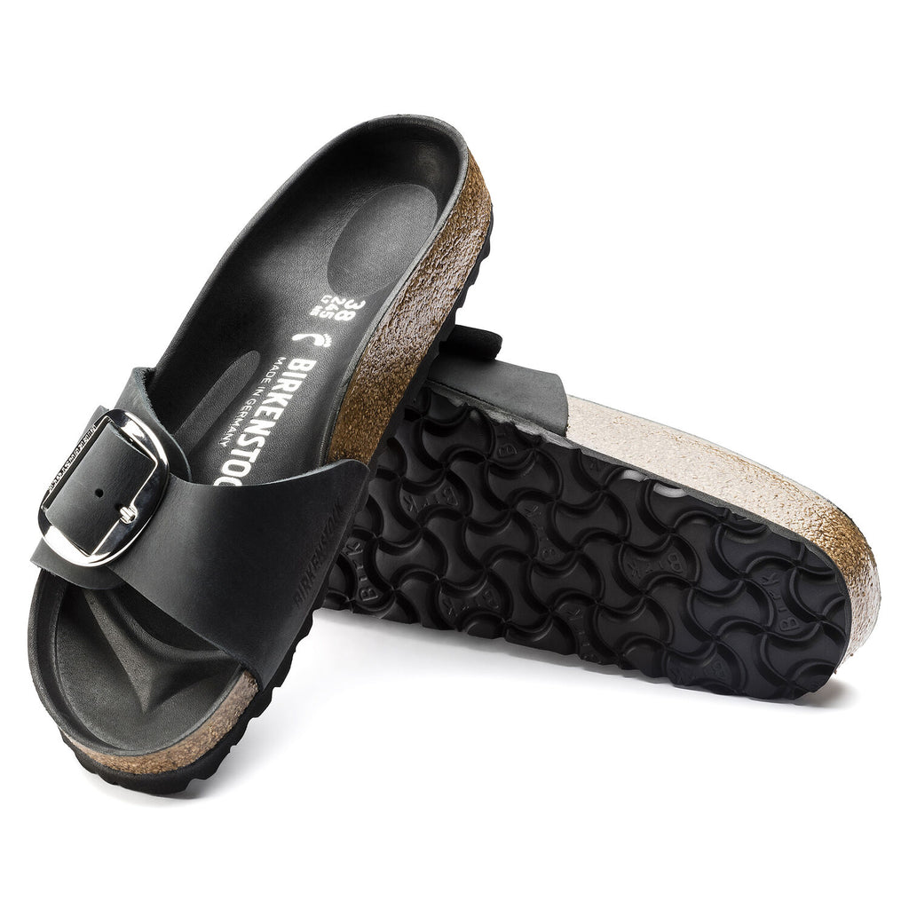 Birkenstock MADRID BIG BUCKLE 1006523 Black Leather Largeur Étroite - Dealorys