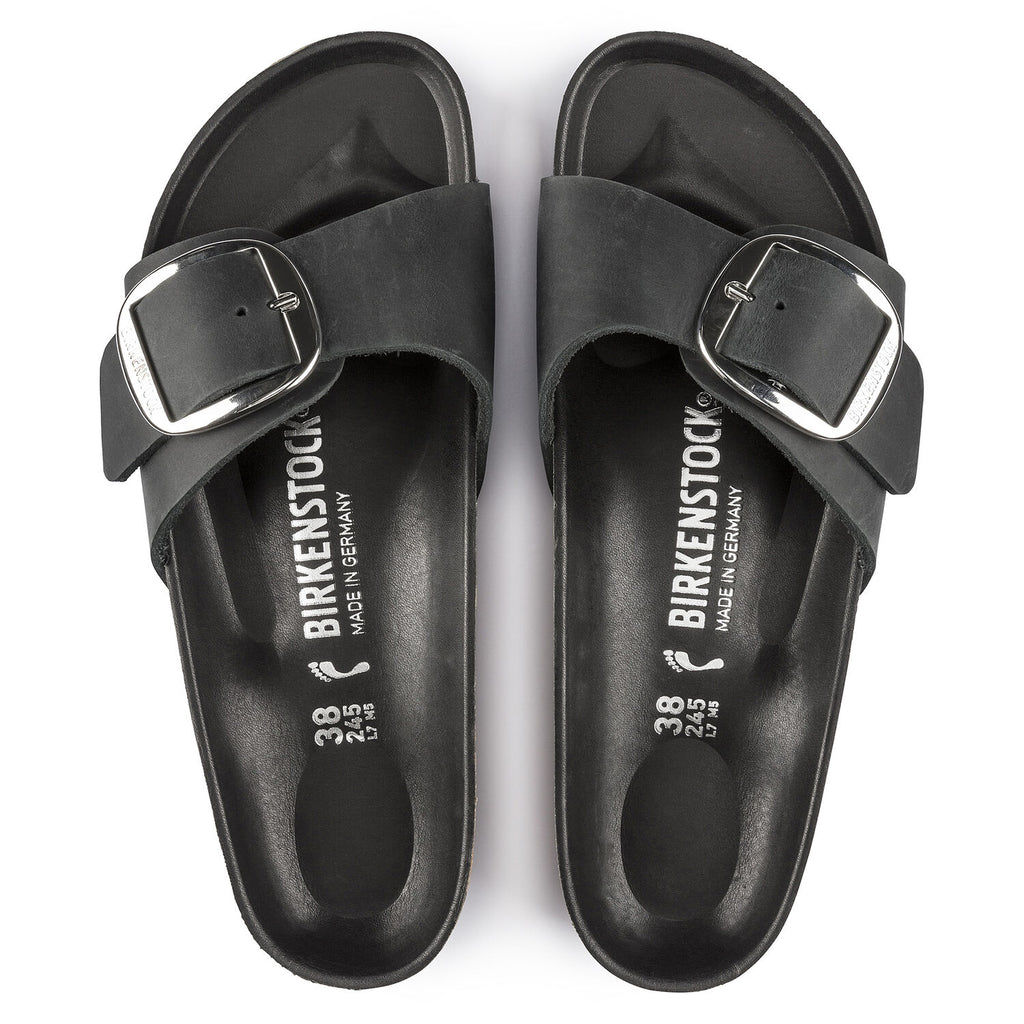 Birkenstock MADRID BIG BUCKLE 1006523 Black Leather Largeur Étroite - Dealorys