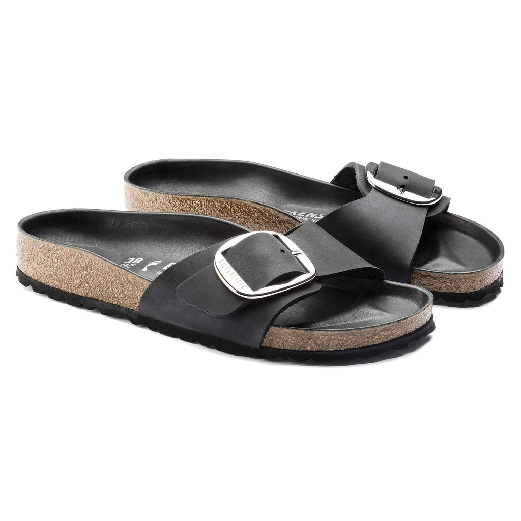 Birkenstock MADRID BIG BUCKLE 1006523 Black Leather Largeur Étroite - Dealorys