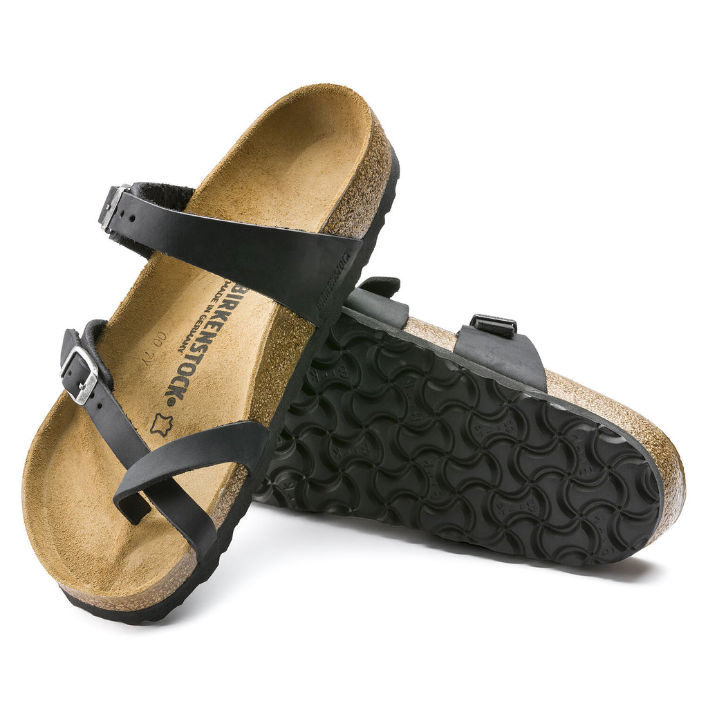 Birkenstock MAYARI 171481 Noir Cuir Huilé Largeur Régulière - Dealorys