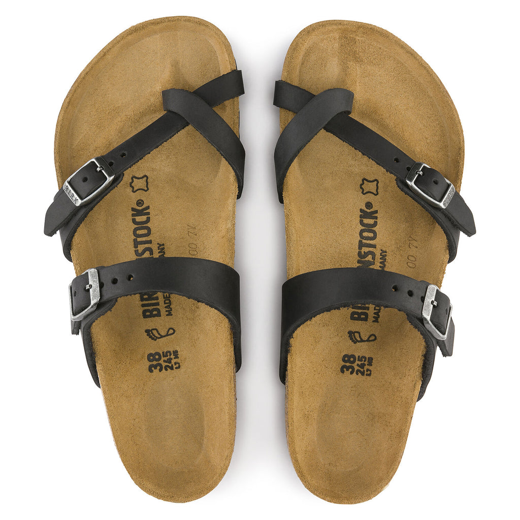 Birkenstock MAYARI 171481 Noir Cuir Huilé Largeur Régulière - Dealorys