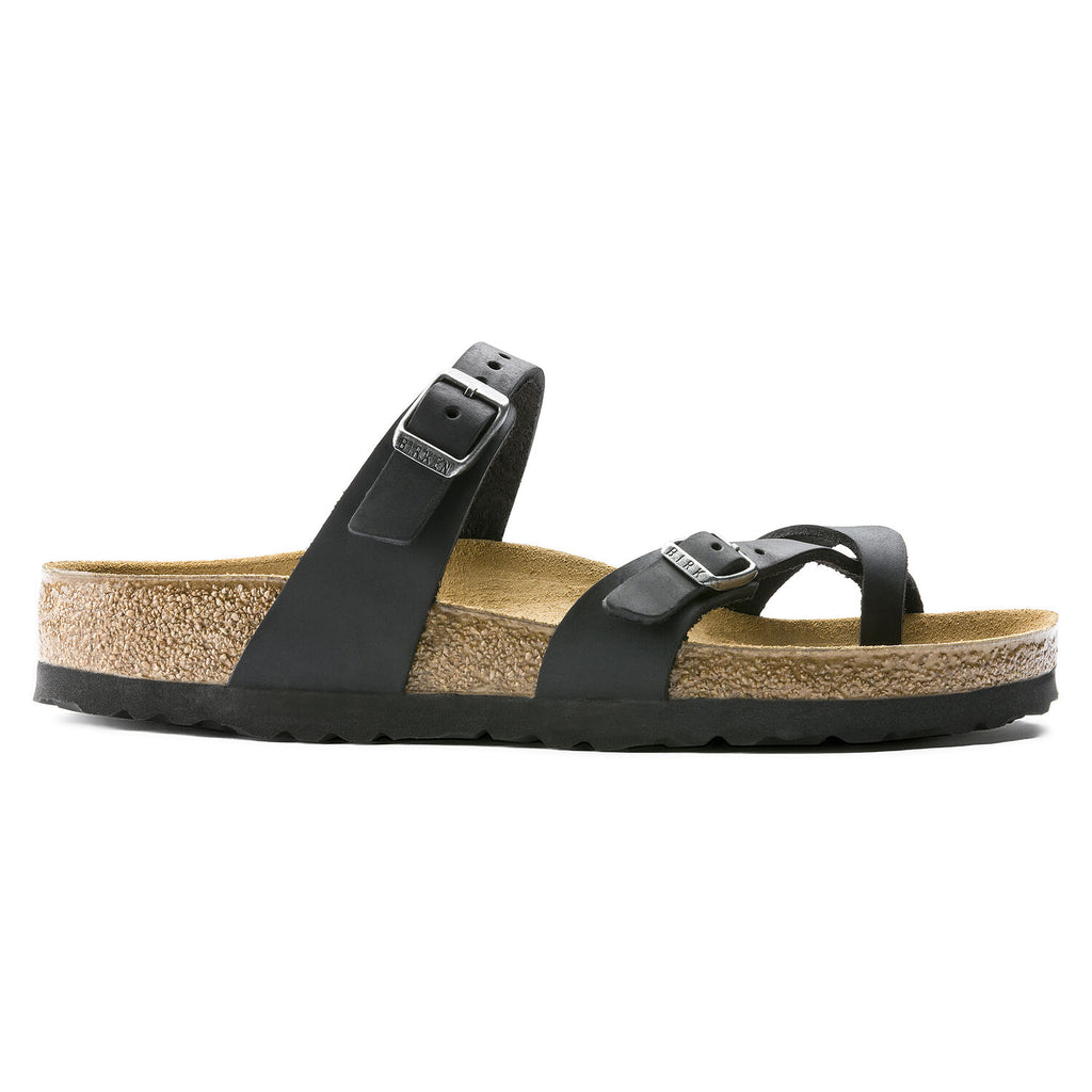 Birkenstock MAYARI 171481 Noir Cuir Huilé Largeur Régulière - Dealorys