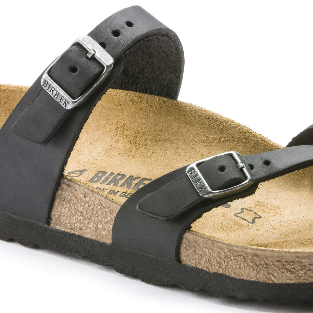 Birkenstock MAYARI 171481 Noir Cuir Huilé Largeur Régulière - Dealorys