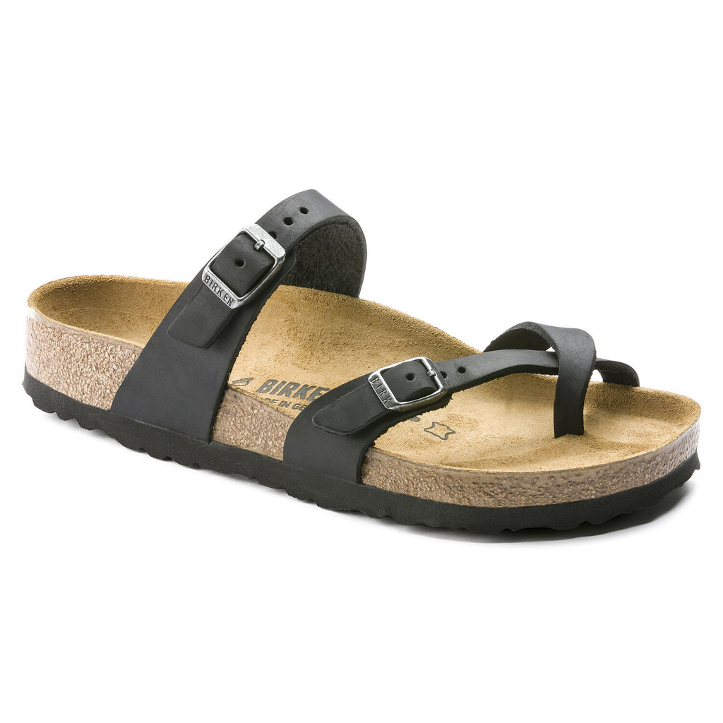 Birkenstock MAYARI 171481 Noir Cuir Huilé Largeur Régulière - Dealorys