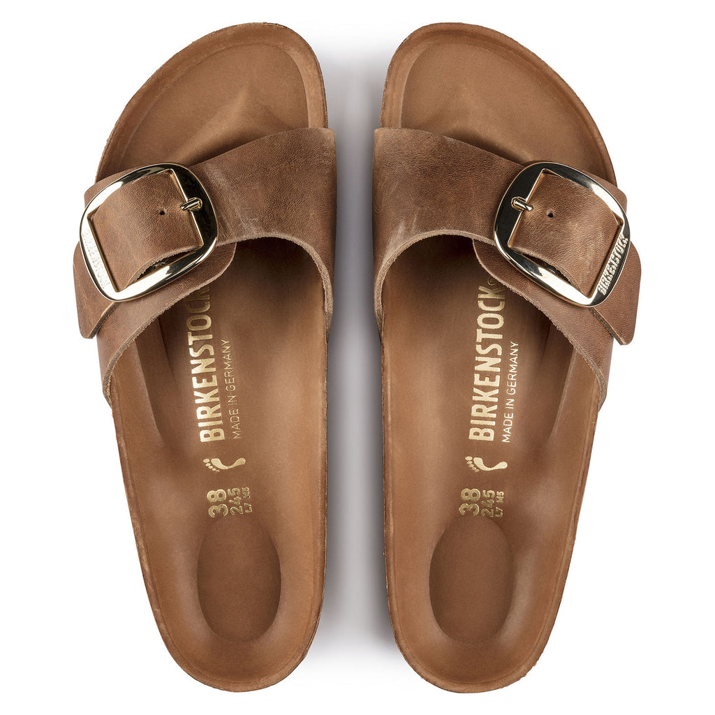 Birkenstock Madrid Big Buckle 1006525 Cognac Cuir Largeur Étroite - Dealorys