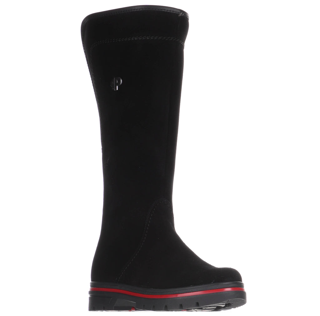 Pajar FANTASY S Suede Black Stella Red/Alicia Mink Botte chaude Peau de mouton FAIT AU CANADA avec CRAMPONS Amovibles - Dealorys