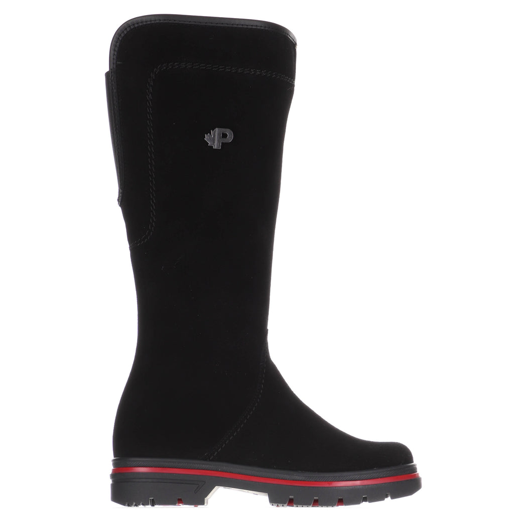 Pajar FANTASY S Suede Black Stella Red/Alicia Mink Botte chaude Peau de mouton FAIT AU CANADA avec CRAMPONS Amovibles - Dealorys