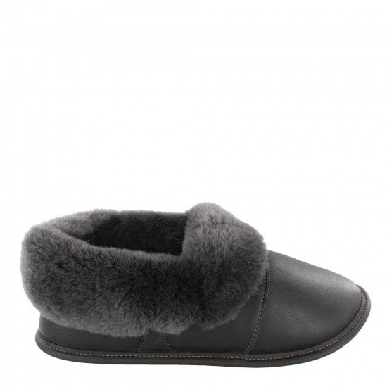 Pantoufles Garneau PARESSEUSE EN CUIR Noir Mouton Silverfox pour Hommes en Mouton - Dealorys