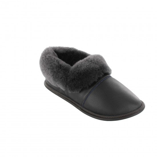 Pantoufles Garneau PARESSEUSE EN CUIR Noir Mouton Silverfox pour Hommes en Mouton - Dealorys