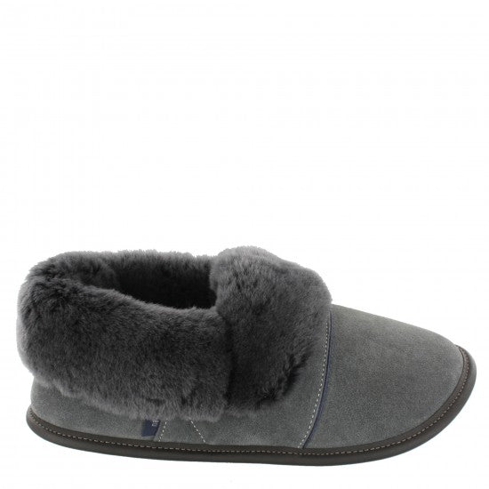 Pantoufles Garneau PARESSEUSE EN SUEDE-CHARBON Mouton Silverfox pour Femmes - Dealorys