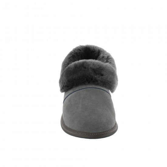 Pantoufles Garneau PARESSEUSE EN SUEDE-CHARBON Mouton Silverfox pour Femmes - Dealorys