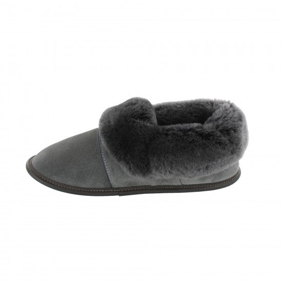 Pantoufles Garneau PARESSEUSE EN SUEDE-CHARBON Mouton Silverfox pour Femmes - Dealorys
