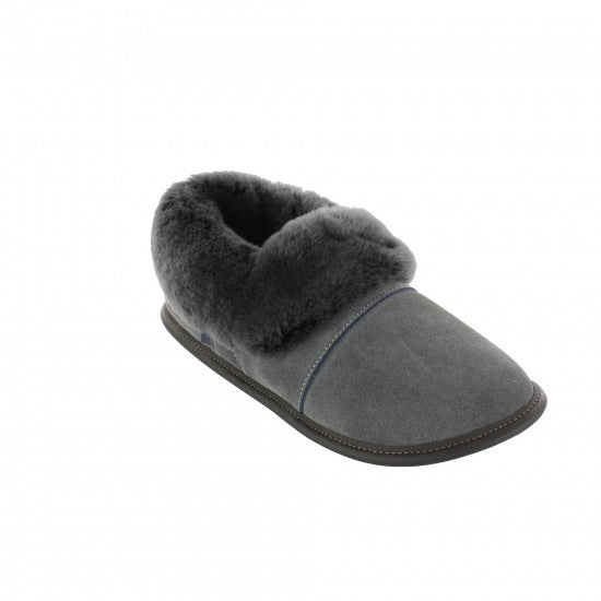 Pantoufles Garneau PARESSEUSE EN SUEDE-CHARBON Mouton Silverfox pour Femmes - Dealorys